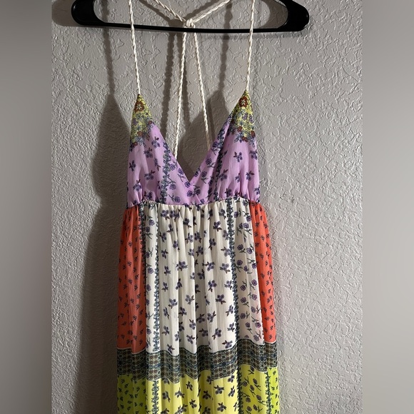 NWT Gorgeous Forever 21 Rope Straps Open Back Boho Maxi Ruffle Layered Small - Picture 2 of 11